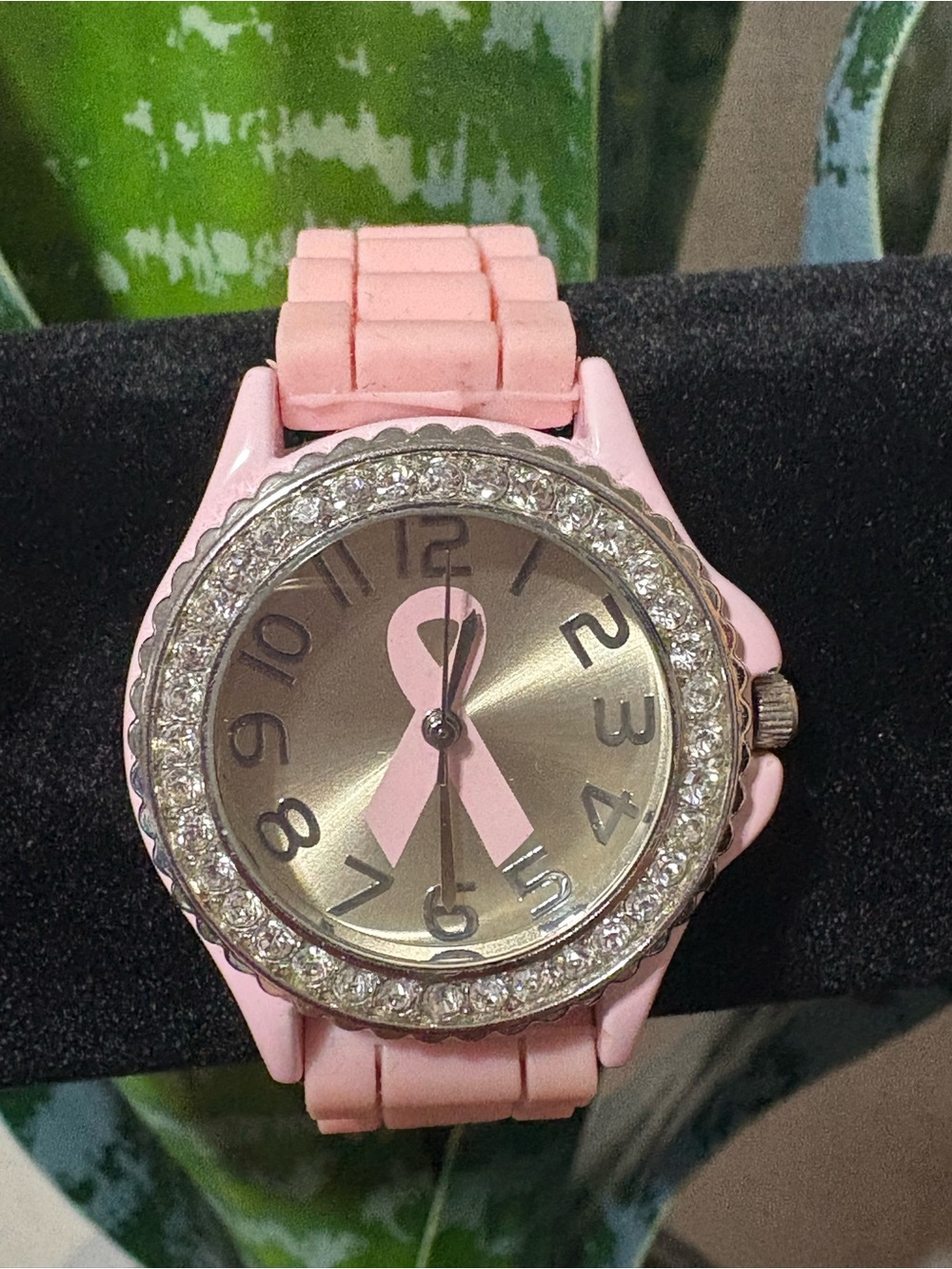 Pink Ribbon Crystal Accent Women's Watch
